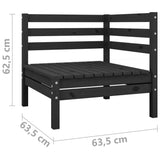NNEVL Garden 2-Seater Sofa Black Solid Wood Pine