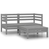 NNEVL 3 Piece Garden Lounge Set Grey Solid Pinewood