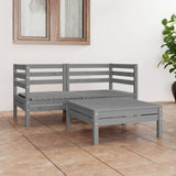 NNEVL 3 Piece Garden Lounge Set Grey Solid Pinewood