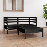 NNEVL 3 Piece Garden Lounge Set Black Solid Pinewood