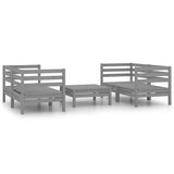 NNEVL 5 Piece Garden Lounge Set Grey Solid Pinewood