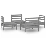 NNEVL 4 Piece Garden Lounge Set Grey Solid Pinewood