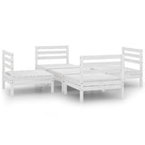 NNEVL 5 Piece Garden Lounge Set White Solid Pinewood