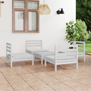 NNEVL 5 Piece Garden Lounge Set White Solid Pinewood