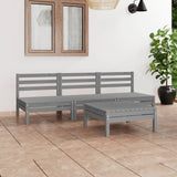 NNEVL 4 Piece Garden Lounge Set Grey Solid Pinewood
