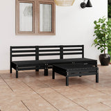 NNEVL 4 Piece Garden Lounge Set Black Solid Pinewood