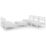 NNEVL 6 Piece Garden Lounge Set White Solid Pinewood
