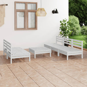 NNEVL 6 Piece Garden Lounge Set White Solid Pinewood