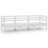 NNEVL 3 Piece Garden Lounge Set White Solid Wood Pine