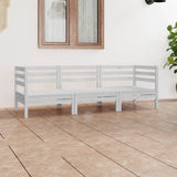 NNEVL 3 Piece Garden Lounge Set White Solid Wood Pine