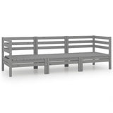 NNEVL 3 Piece Garden Lounge Set Grey Solid Wood Pine