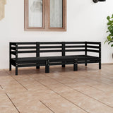 NNEVL 3 Piece Garden Lounge Set Black Solid Wood Pine