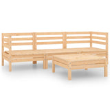 NNEVL 4 Piece Garden Lounge Set Solid Wood Pine