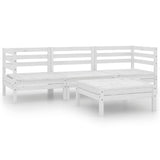NNEVL 4 Piece Garden Lounge Set White Solid Wood Pine