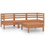 NNEVL 4 Piece Garden Lounge Set Honey Brown Solid Wood Pine