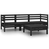NNEVL 4 Piece Garden Lounge Set Black Solid Wood Pine