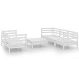 NNEVL 6 Piece Garden Lounge Set White Solid Pinewood
