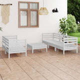 NNEVL 6 Piece Garden Lounge Set White Solid Pinewood