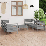 NNEVL 7 Piece Garden Lounge Set Grey Solid Pinewood