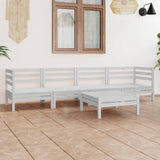 NNEVL 5 Piece Garden Lounge Set White Solid Pinewood
