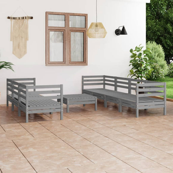 NNEVL 8 Piece Garden Lounge Set Grey Solid Pinewood