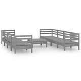 NNEVL 9 Piece Garden Lounge Set Grey Solid Pinewood