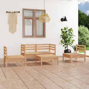 NNEVL 5 Piece Garden Lounge Set Solid Pinewood