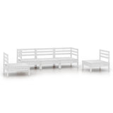 NNEVL 5 Piece Garden Lounge Set White Solid Pinewood
