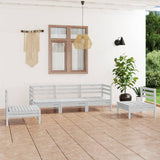 NNEVL 5 Piece Garden Lounge Set White Solid Pinewood