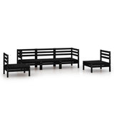 NNEVL 5 Piece Garden Lounge Set Black Solid Pinewood