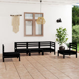 NNEVL 5 Piece Garden Lounge Set Black Solid Pinewood