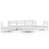 NNEVL 6 Piece Garden Lounge Set White Solid Pinewood