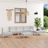 NNEVL 6 Piece Garden Lounge Set White Solid Pinewood