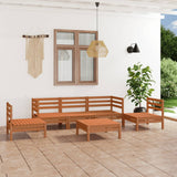 NNEVL 6 Piece Garden Lounge Set Honey Brown Solid Pinewood