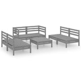 NNEVL 7 Piece Garden Lounge Set Grey Solid Pinewood