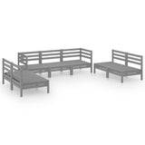 NNEVL 7 Piece Garden Lounge Set Grey Solid Pinewood