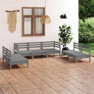 NNEVL 7 Piece Garden Lounge Set Grey Solid Pinewood