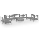 NNEVL 9 Piece Garden Lounge Set Grey Solid Pinewood