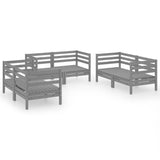 NNEVL 6 Piece Garden Lounge Set Grey Solid Pinewood