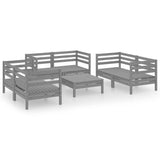 NNEVL 7 Piece Garden Lounge Set Grey Solid Pinewood