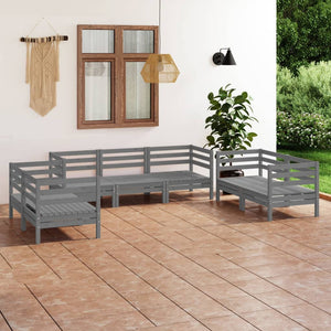 NNEVL 7 Piece Garden Lounge Set Grey Solid Pinewood