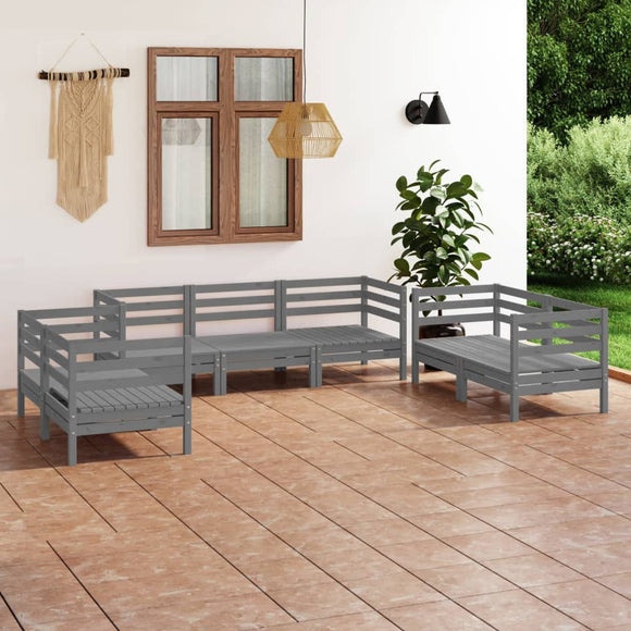 NNEVL 7 Piece Garden Lounge Set Grey Solid Pinewood