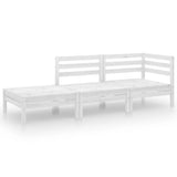 NNEVL 3 Piece Garden Lounge Set White Solid Wood Pine