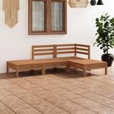 NNEVL 4 Piece Garden Lounge Set Honey Brown Solid Pinewood