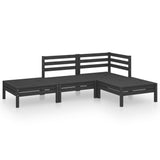 NNEVL 4 Piece Garden Lounge Set Black Solid Pinewood