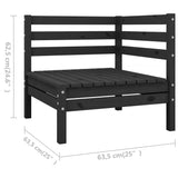NNEVL 4 Piece Garden Lounge Set Black Solid Pinewood
