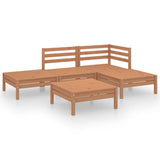 NNEVL 5 Piece Garden Lounge Set Solid Pinewood Honey Brown