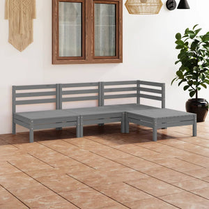 NNEVL 4 Piece Garden Lounge Set Solid Pinewood Grey
