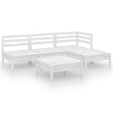 NNEVL 5 Piece Garden Lounge Set Solid Pinewood White