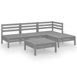NNEVL 5 Piece Garden Lounge Set Solid Pinewood Grey
